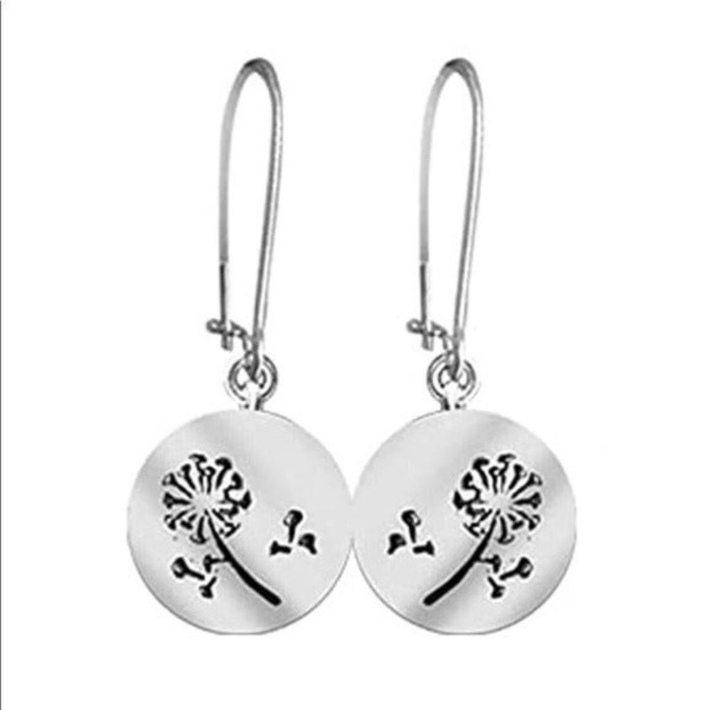 Dandelion Poms Fashion Silver Kidney Hook Earrings NWT